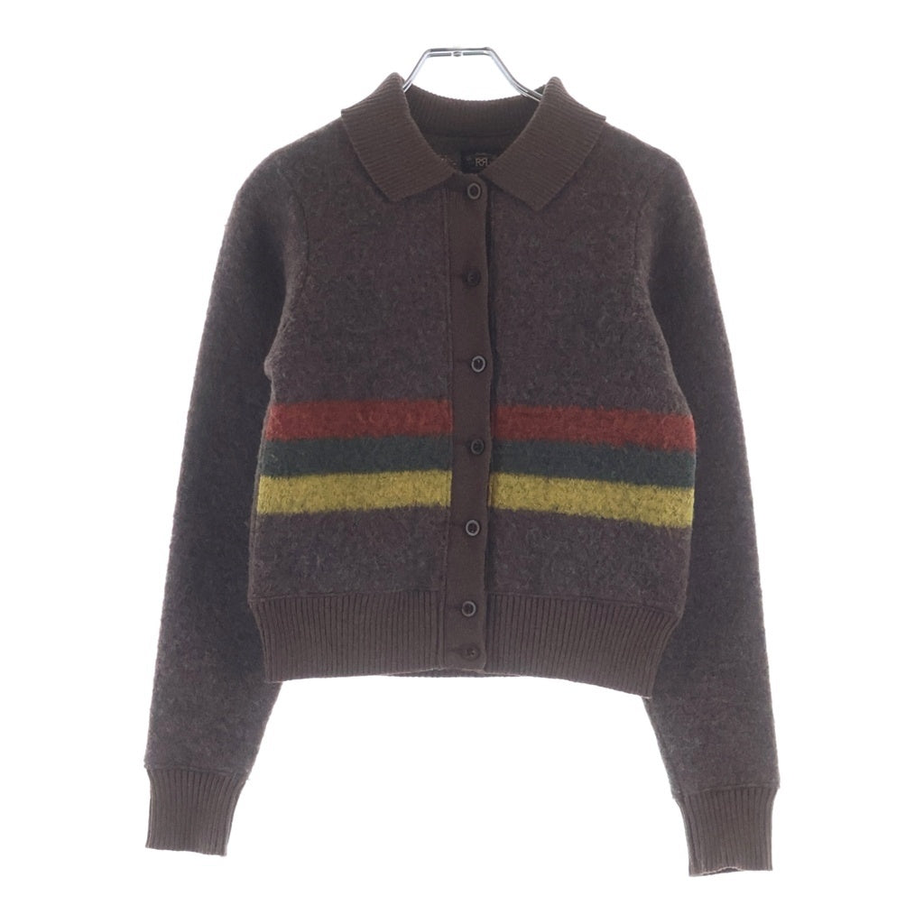 RRL(ダブルアールエル) Striped Wool Blend Cardigan ストライプ ウールブレンド レギュラーカラー ニットカーディガン セーター レディース ブラウン