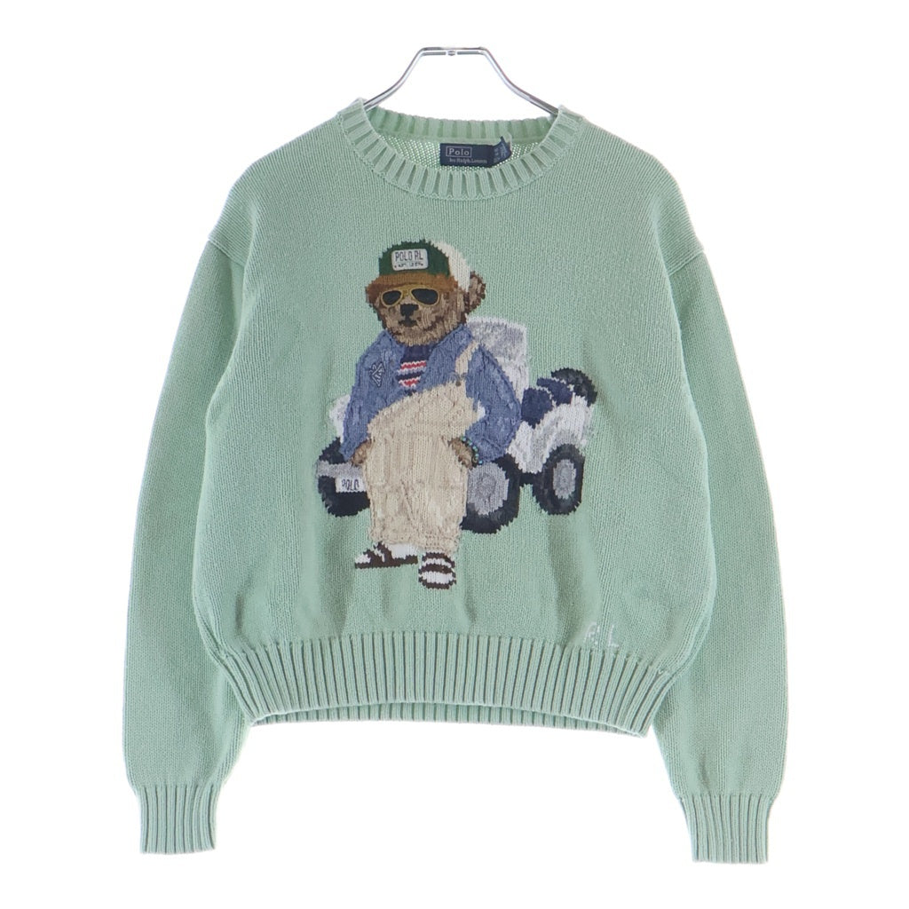 POLO RALPH LAUREN(ポロラルフローレン) POLO BEAR ポロベアー エンブロイダリー クルーネックニット セーター レディース ライトグリーン