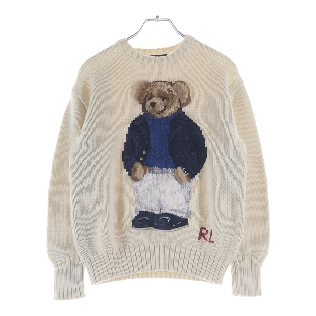 POLO RALPH LAUREN(ポロラルフローレン) POLO BEAR ポロベアー エンブロイダリー クルーネックニット セーター レディース アイボリー