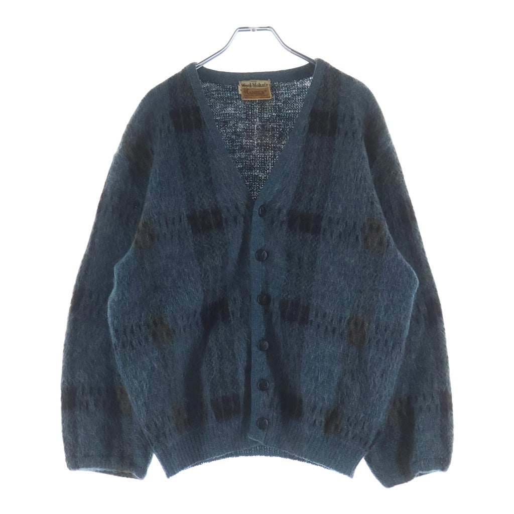 VINTAGE(ヴィンテージ) 60S VINTAGE CAMPUS ヴィンテージ キャンパス チェック ウールモヘア ニットカーディガン ブルー