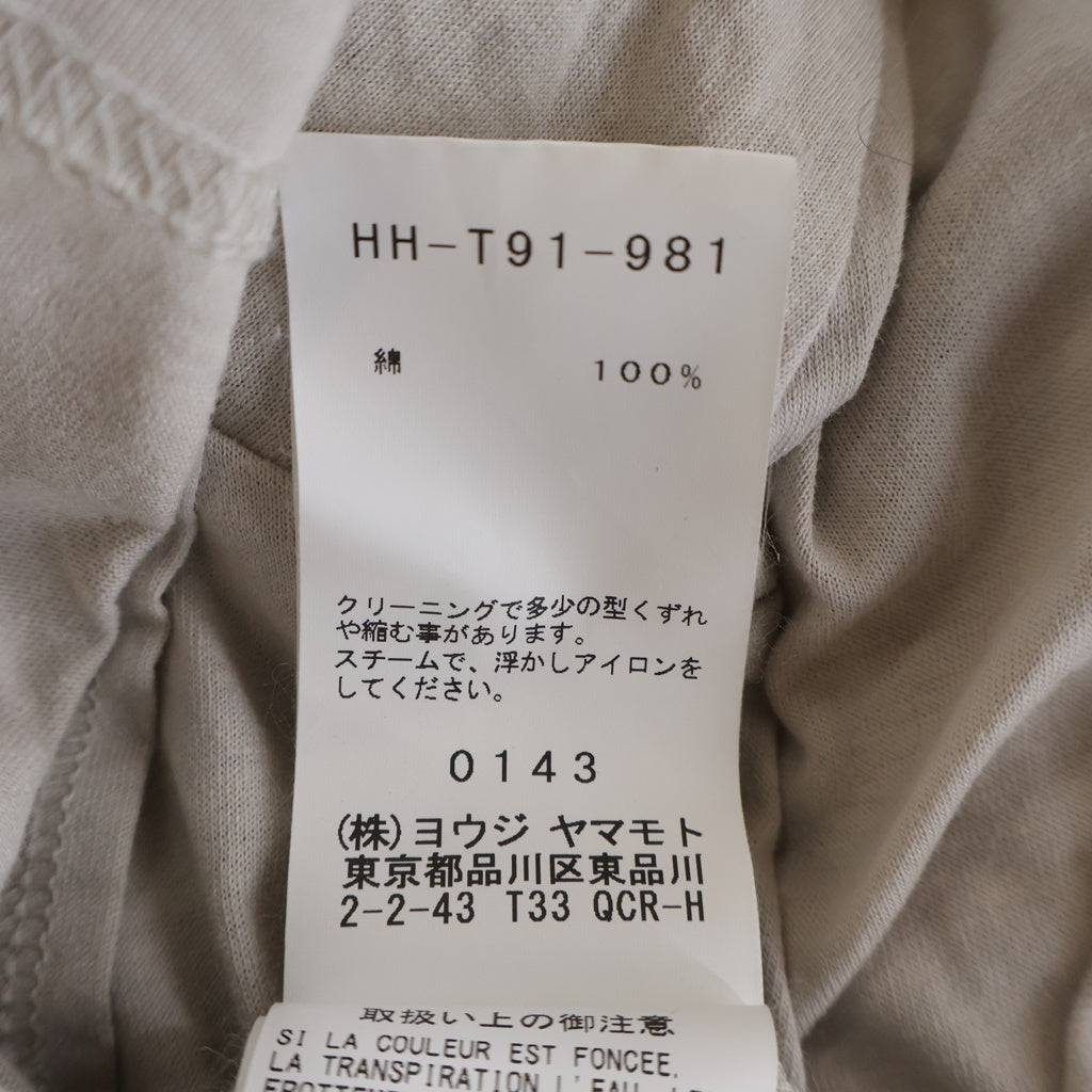 Yohji Yamamoto POUR HOMME(ヨウジヤマモト プールオム) 19SS サイドスリット ロング丈 クルーネック コットン 長袖Tシャツ カットソー ベージュ HH-T91-981