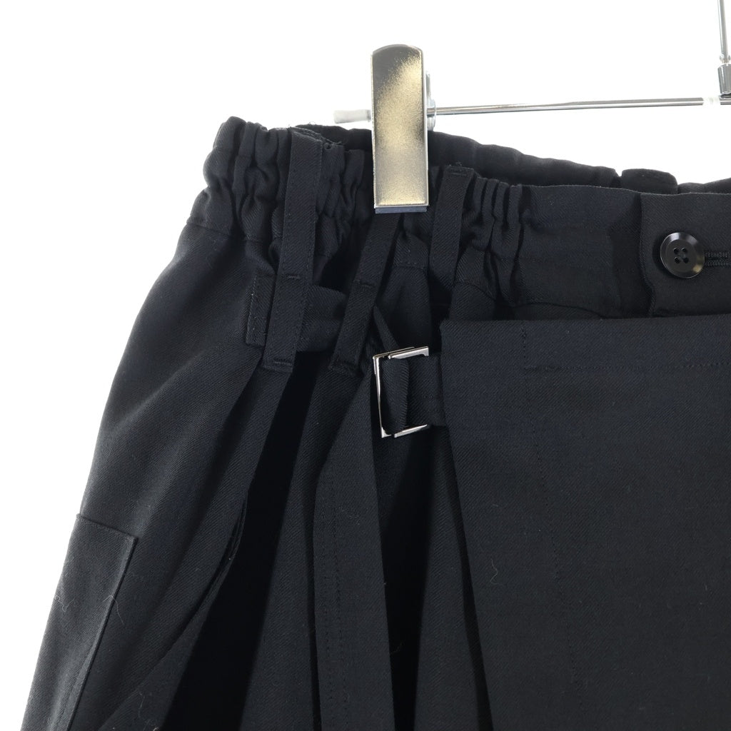 Ground Y(グラウンドワイ) WRAP PANTS マルチポケットデザイン ジップアップ クロップド ラップパンツ ブラック