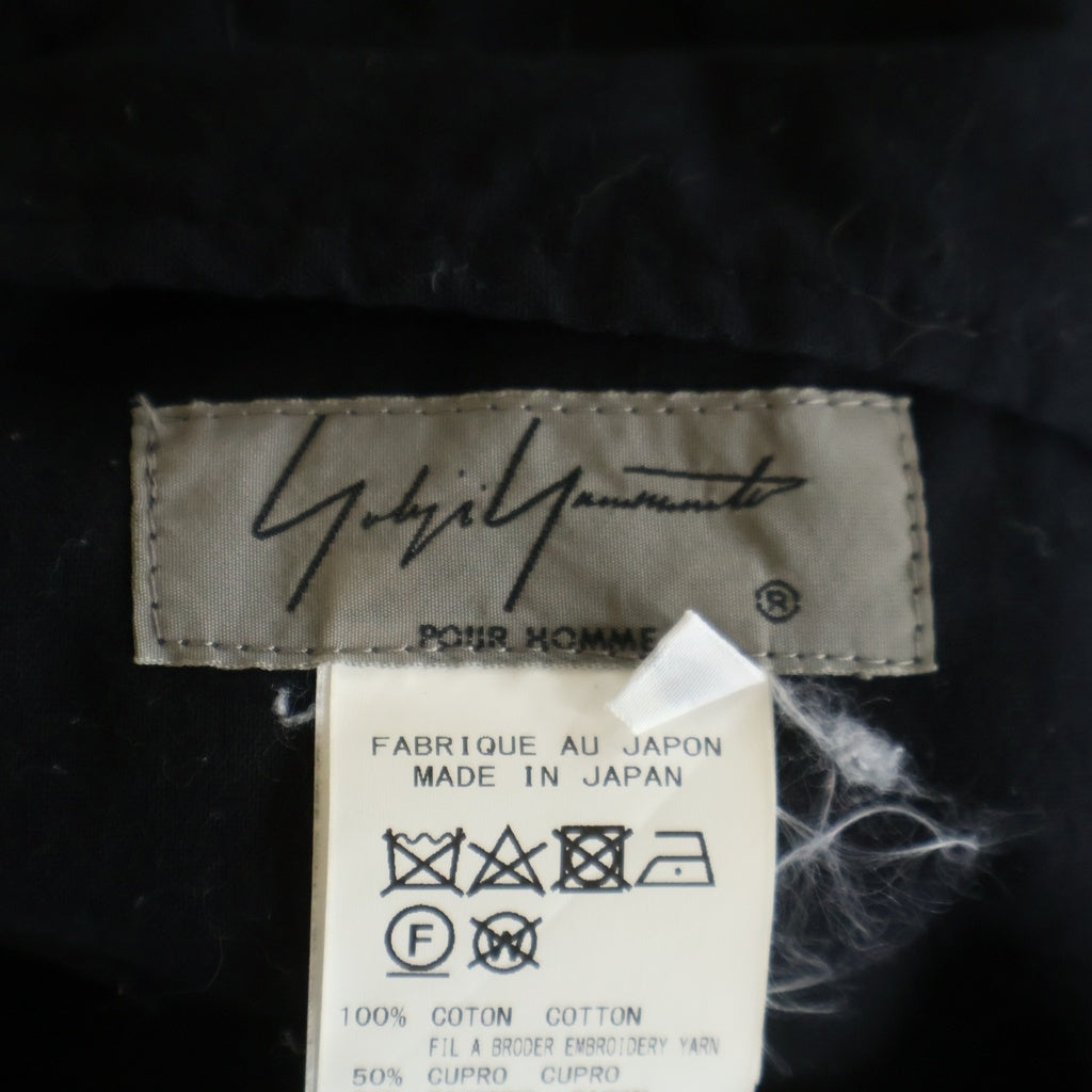 Yohji Yamamoto POUR HOMME(ヨウジヤマモト プールオム) 19AW WRAP PANTS エンブロイダリーデザイン ラップ クロップドパンツ ブラック HC-P06-003