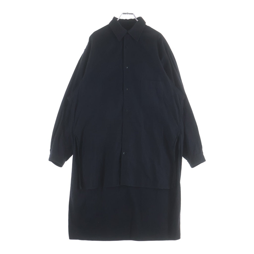 Yohji Yamamoto(ヨウジヤマモト) 17SS バックプリント レギュラーカラー スタッフ コットン 長袖シャツ ブラック HD-B99-999