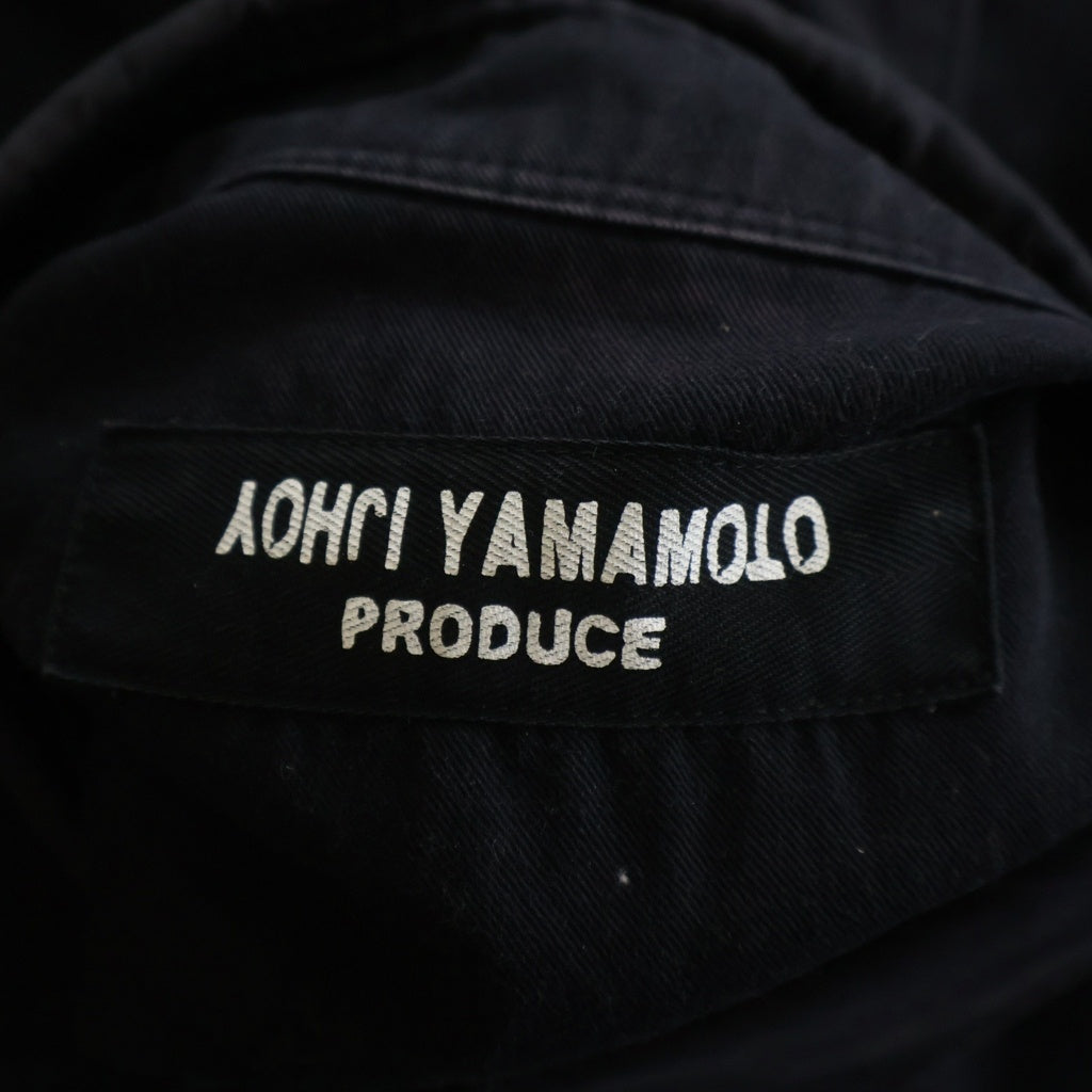 Yohji Yamamoto(ヨウジヤマモト) 17SS バックプリント レギュラーカラー スタッフ コットン 長袖シャツ ブラック HD-B99-999