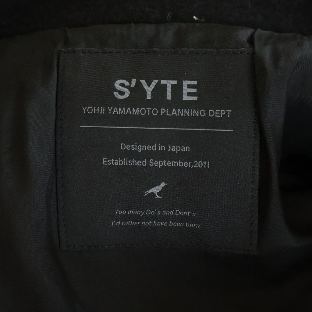 s'yte(サイト) DOUBLE WEAVE MELTON OVERSIZED MOTORCYCLE JACKET ブルゾン ブラック UB-Y12-104