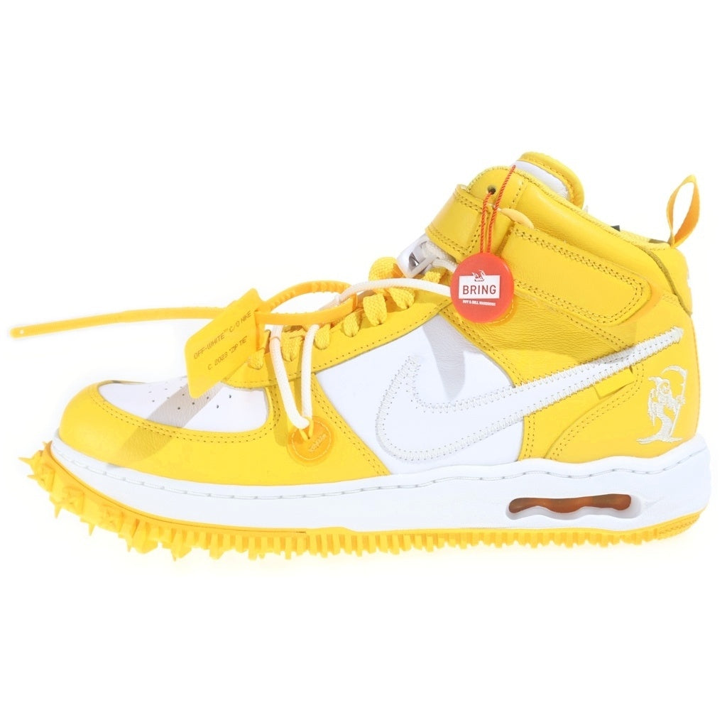 NIKE(ナイキ) ×OFF WHITE AIR FORCE 1 MID SP LTHR オフホワイト エア フォース 1 ミッドカットスニーカー ホワイト/イエロー US11/29cm DR0500-101