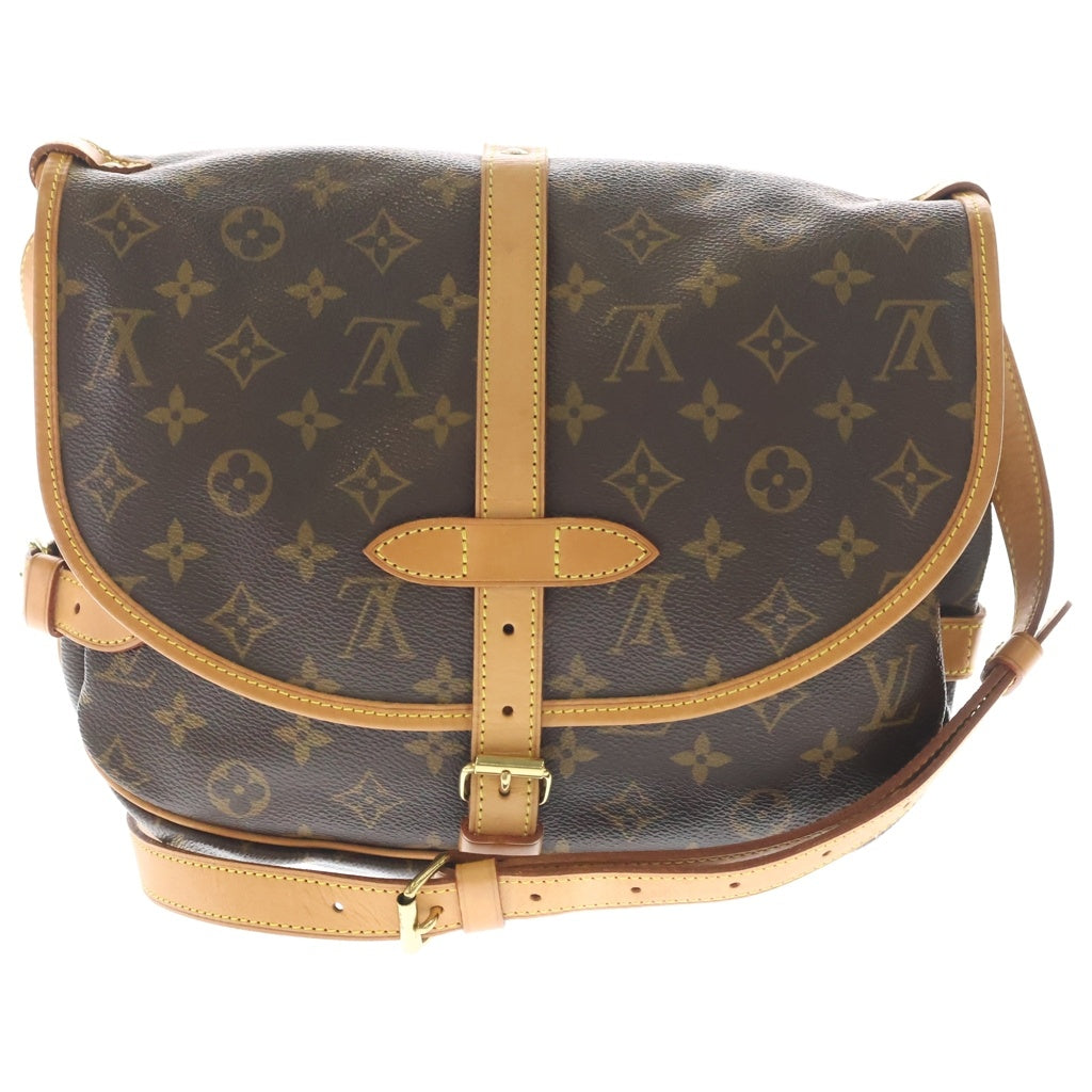 LOUIS VUITTON(ルイヴィトン) ソミュール30 モノグラム ゴールド金具 PVCレザー ショルダーバッグ ブラウン M42256 MB0070 レディース