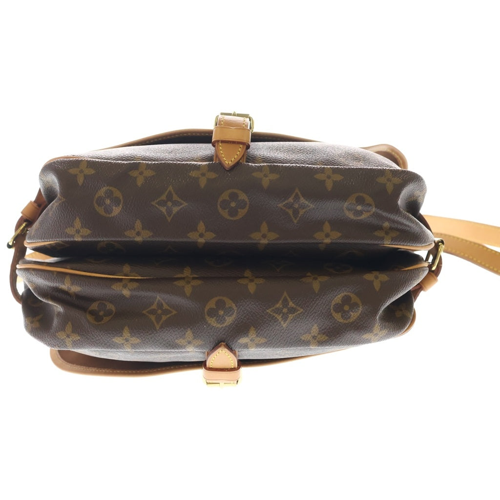 LOUIS VUITTON(ルイヴィトン) ソミュール30 モノグラム ゴールド金具 PVCレザー ショルダーバッグ ブラウン M42256 MB0070 レディース