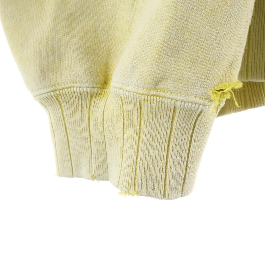 MAISON MIHARAYASUHIRO(メゾンミハラヤスヒロ) 25AW BLEACHED HALF ZIP HOODIE ロゴエンブロイダリー ブリーチドハーフジップフーディー プルオーバーパーカー イエロー A15HD565