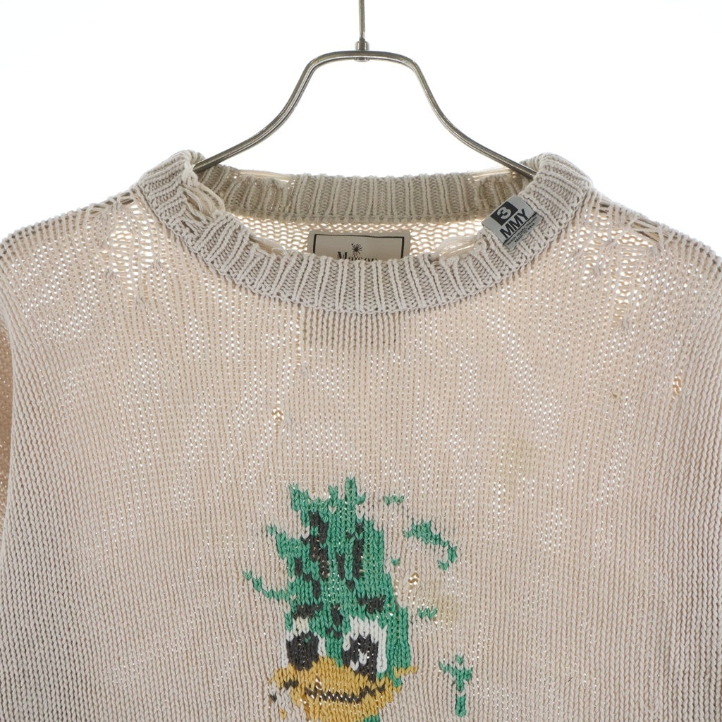 MAISON MIHARAYASUHIRO(メゾンミハラヤスヒロ) 25SS LEON ジャカード クルーネックニットセーター ベージュ A14SW512
