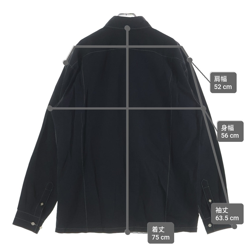LEMAIRE(ルメール) 20SS BLACK MILITALY SHIRT ブラックミリタリー ホワイトステッチ 長袖ボタンシャツ ブラック M201 SH148 LF423