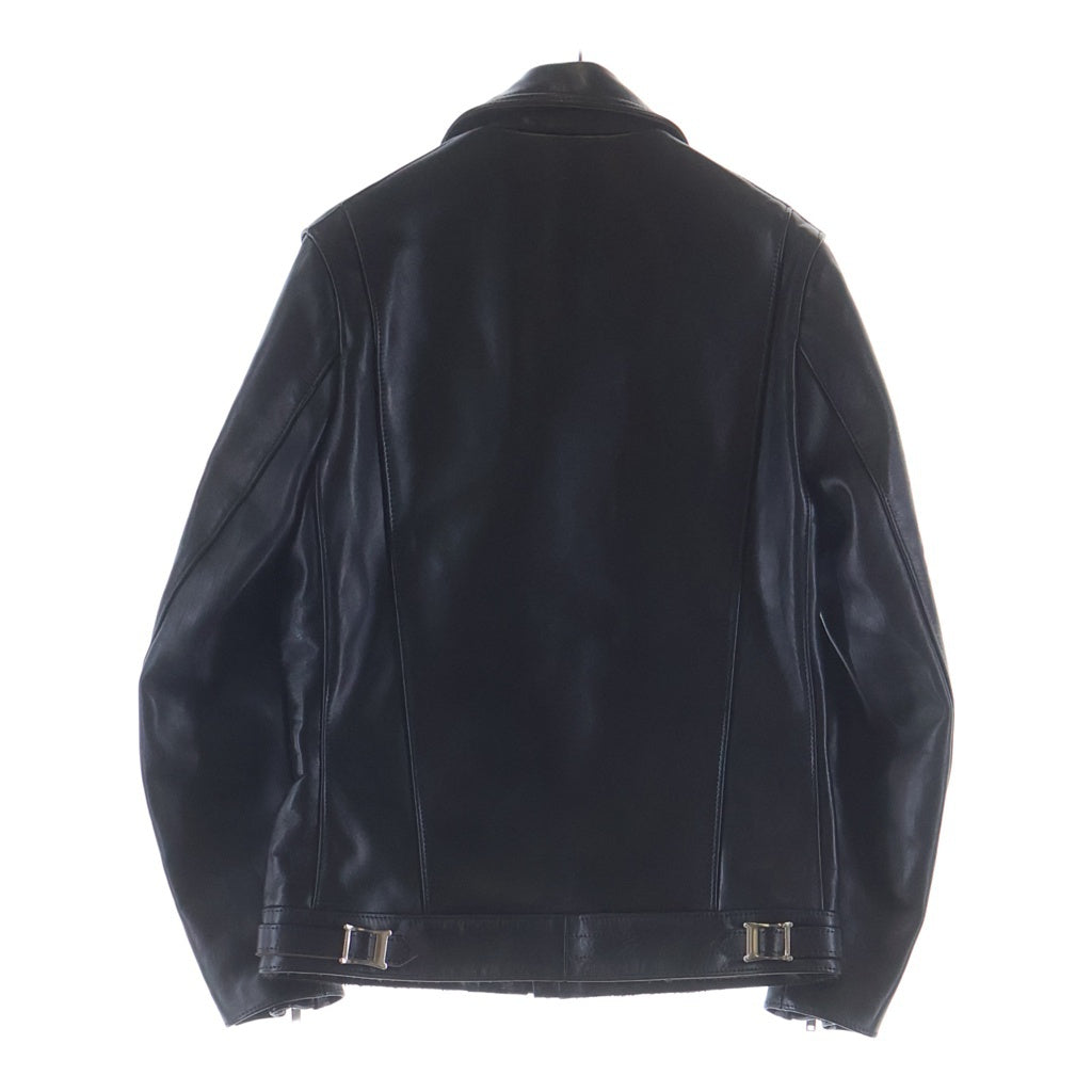 666 LEATHER WEAR(トリプルシックスレザーウェア) LJM-8TF マルチポケット ダブル タータンチェック柄 ホースハイド レザージャケット ライダースジャケット ブラック