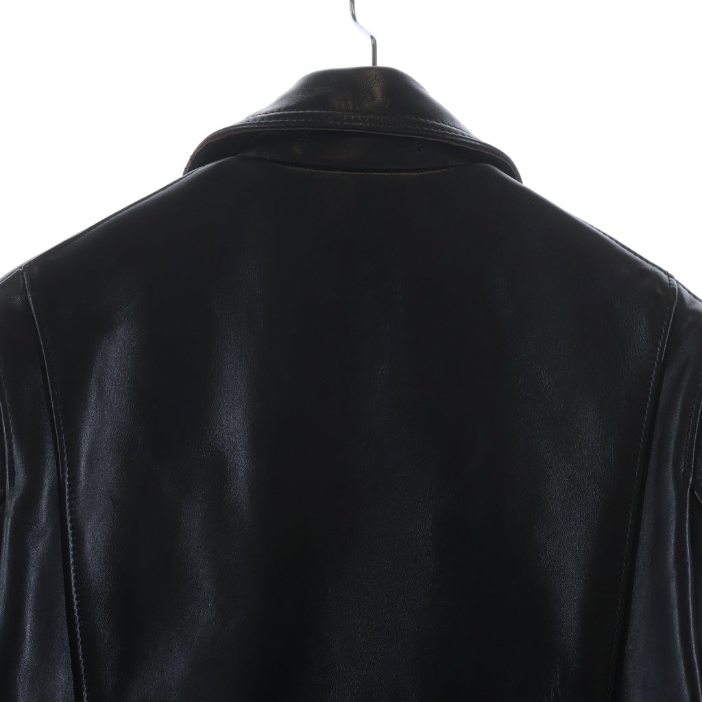 666 LEATHER WEAR(トリプルシックスレザーウェア) LJM-8TF マルチポケット ダブル タータンチェック柄 ホースハイド レザージャケット ライダースジャケット ブラック