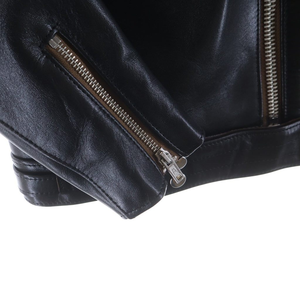 666 LEATHER WEAR(トリプルシックスレザーウェア) LJM-8TF マルチポケット ダブル タータンチェック柄 ホースハイド レザージャケット ライダースジャケット ブラック
