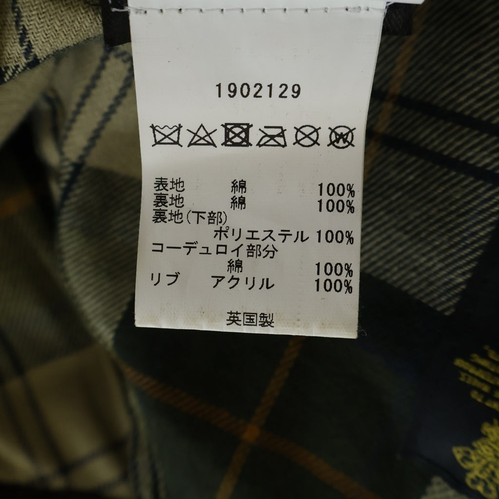 Barbour(バブアー) 19AW SL BEDALE ビデイル スリムフィット ロゴピンパッチ マルチポケットデザイン コーデュロイ切り替え ジップアップ オイルジャケット カーキ MWX0318SG9138