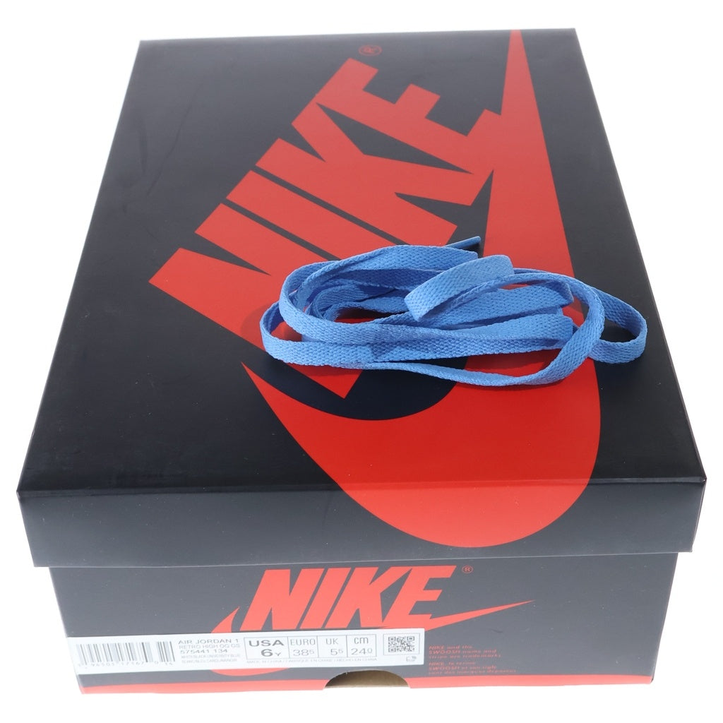 NIKE(ナイキ) GS AIR JORDAN 1 HIGH UNIVERSITY BLUE エアジョーダン 1 ユニバーシティ ハイカットスニーカー レディース ホワイト/ブルー US6Y/24cm 575441-134