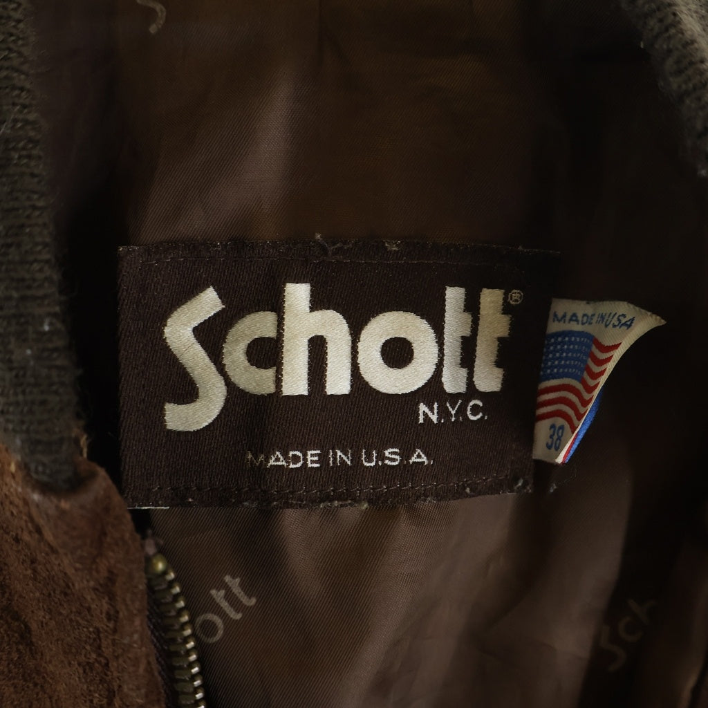 SCHOTT(ショット) 80S VINTAGE ヴィンテージ 茶タグ USA製 スエードレザー ジップアップジャケット ブラウン