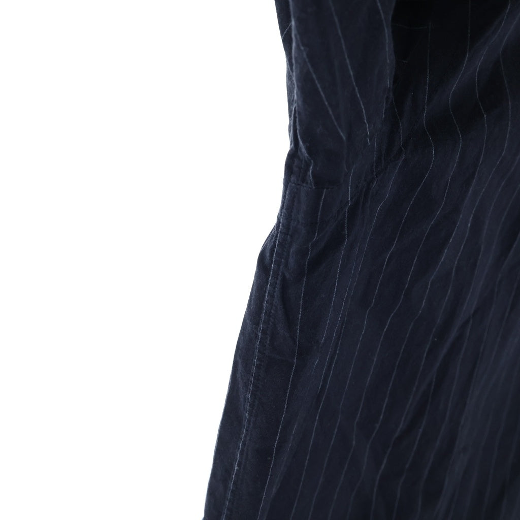 COMOLI(コモリ) 19AW バンドカラー ストライプ 長袖シャツ ブラック Q03-02002