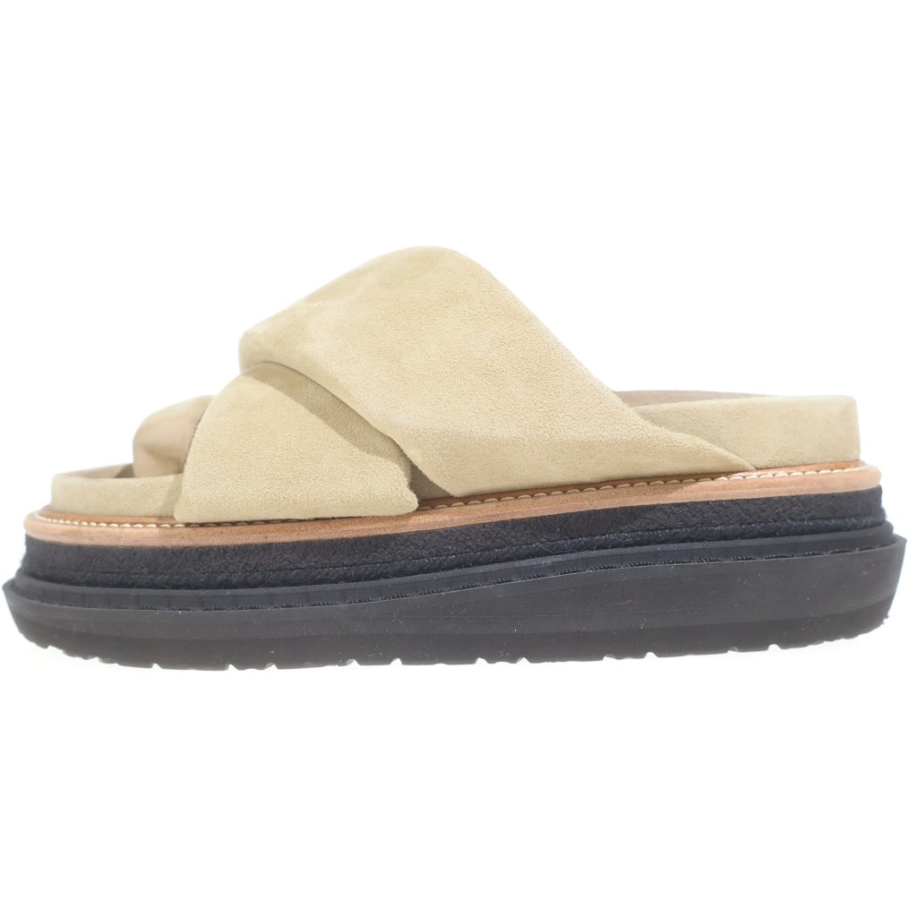Sacai(サカイ) MULTIPLE SOLE SANDLES マルチソール スウェード クロスストラップ 厚底サンダル ベージュ 23-03069M