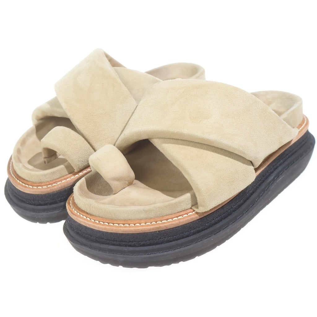 Sacai(サカイ) MULTIPLE SOLE SANDLES マルチソール スウェード クロスストラップ 厚底サンダル ベージュ 23-03069M