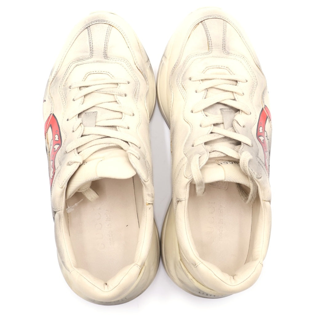 GUCCI(グッチ) Rhyton Mouth / Lip Print raitonn ライトン マウスプリント レザーローカットスニーカー ホワイト 552089