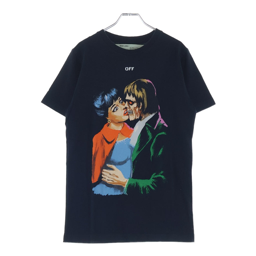 OFF-WHITE(オフホワイト) 19SS KISS S/S SLIM TEE キスホラー アロー バックロゴプリント クルーネック半袖Tシャツ カットソー ブラック OMAA027R19185003