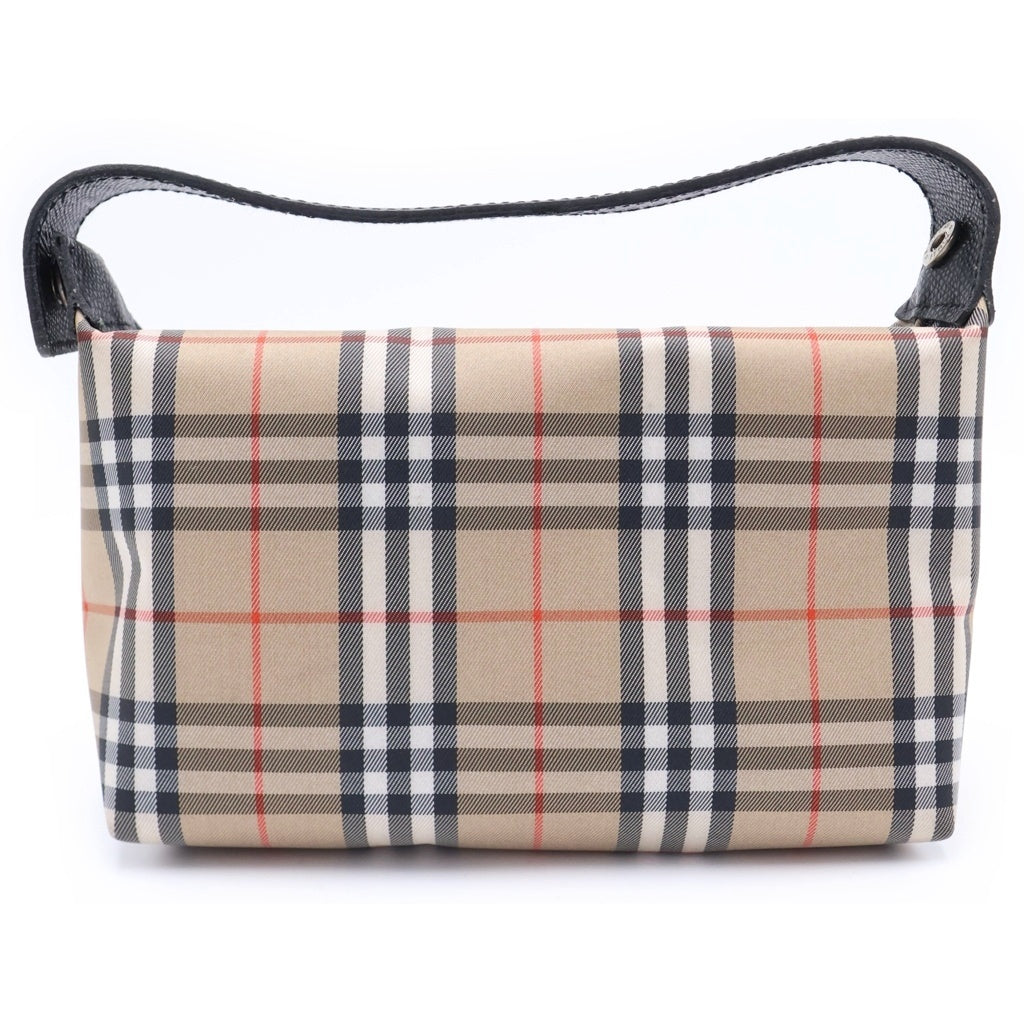 BURBERRY(バーバリー) ナイロン レザーハンドル ノヴァチェック コスメポーチ ベージュ レディース