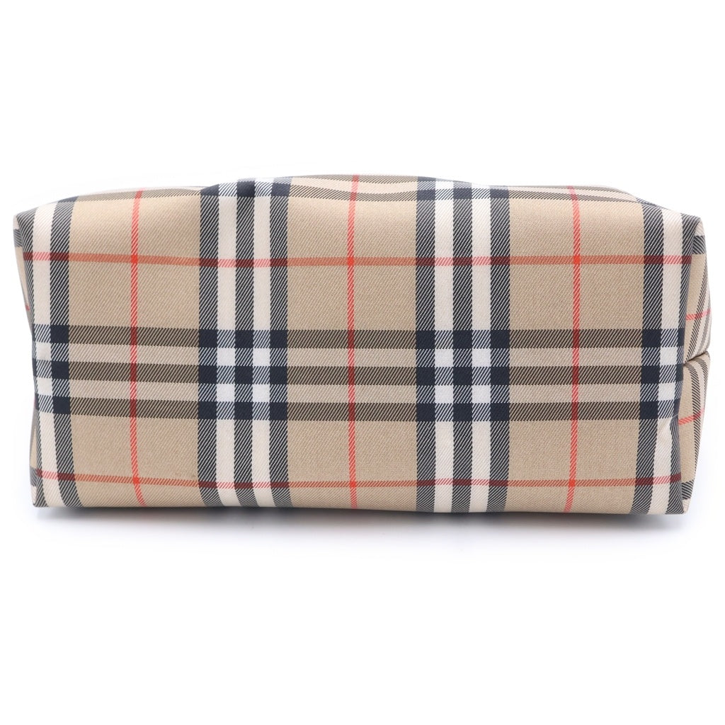 BURBERRY(バーバリー) ナイロン レザーハンドル ノヴァチェック コスメポーチ ベージュ レディース