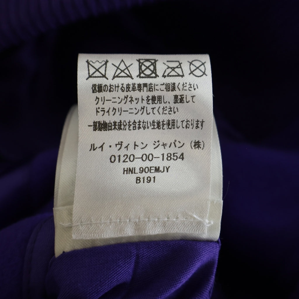 LOUIS VUITTON(ルイヴィトン) 22AW マルチパッチミックス レザー バーシティジャケット ブルゾン パープル/ホワイト RM222 MJY HNL90E