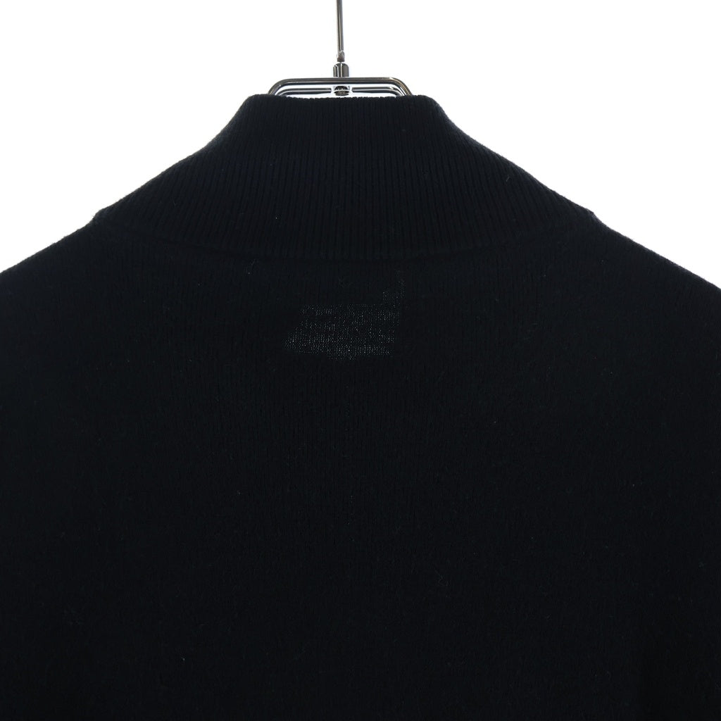 PRADA(プラダ) トライアングルロゴ ニット切替 ジップアップ ナイロンジャケット ブラック UMG116