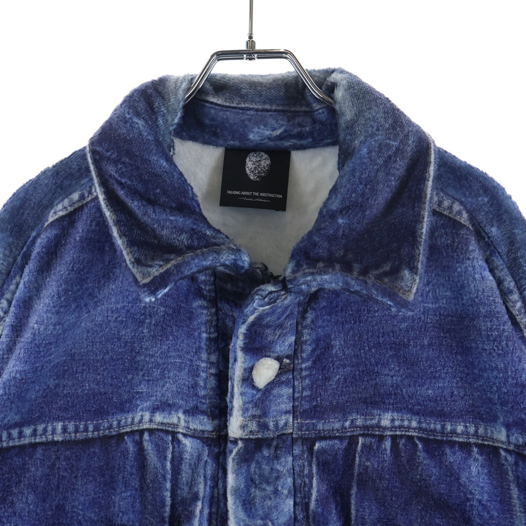 TALKING ABOUT THE ABSTRACTION(トーキング アバウト ザ アブストラクション) 25AW DENIM PRINT FUR JKT デニムプリント ファー ジップアップジャケット インディゴ 2526AW-J-001