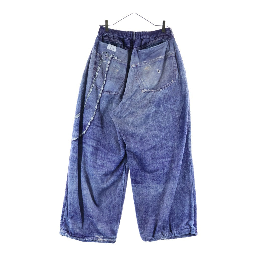 TALKING ABOUT THE ABSTRACTION(トーキング アバウト ザ アブストラクション) 25AW FLEECE DENIM PRINT WIDE PANTS フリースデニムプリント イージーワイドパンツ インディゴ 2526AW-PT-005