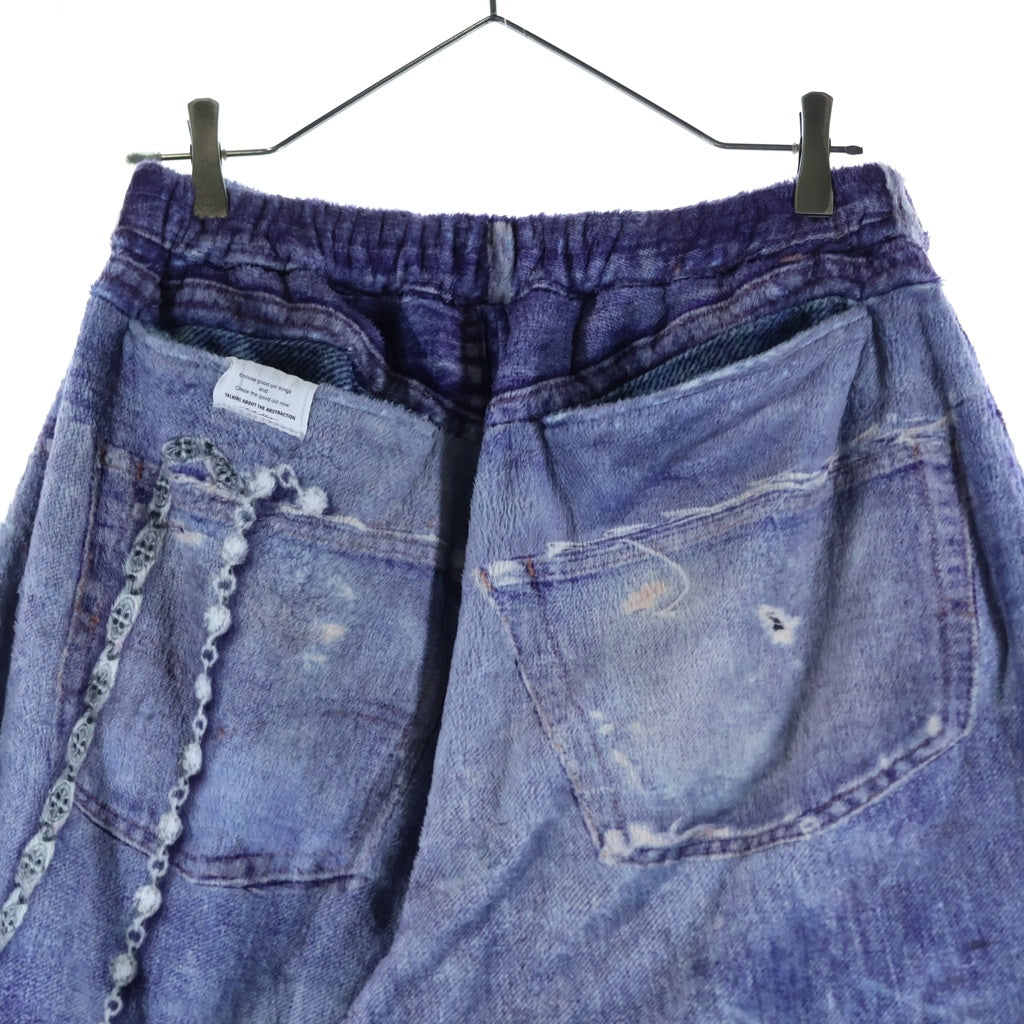 TALKING ABOUT THE ABSTRACTION(トーキング アバウト ザ アブストラクション) 25AW FLEECE DENIM PRINT WIDE PANTS フリースデニムプリント イージーワイドパンツ インディゴ 2526AW-PT-005