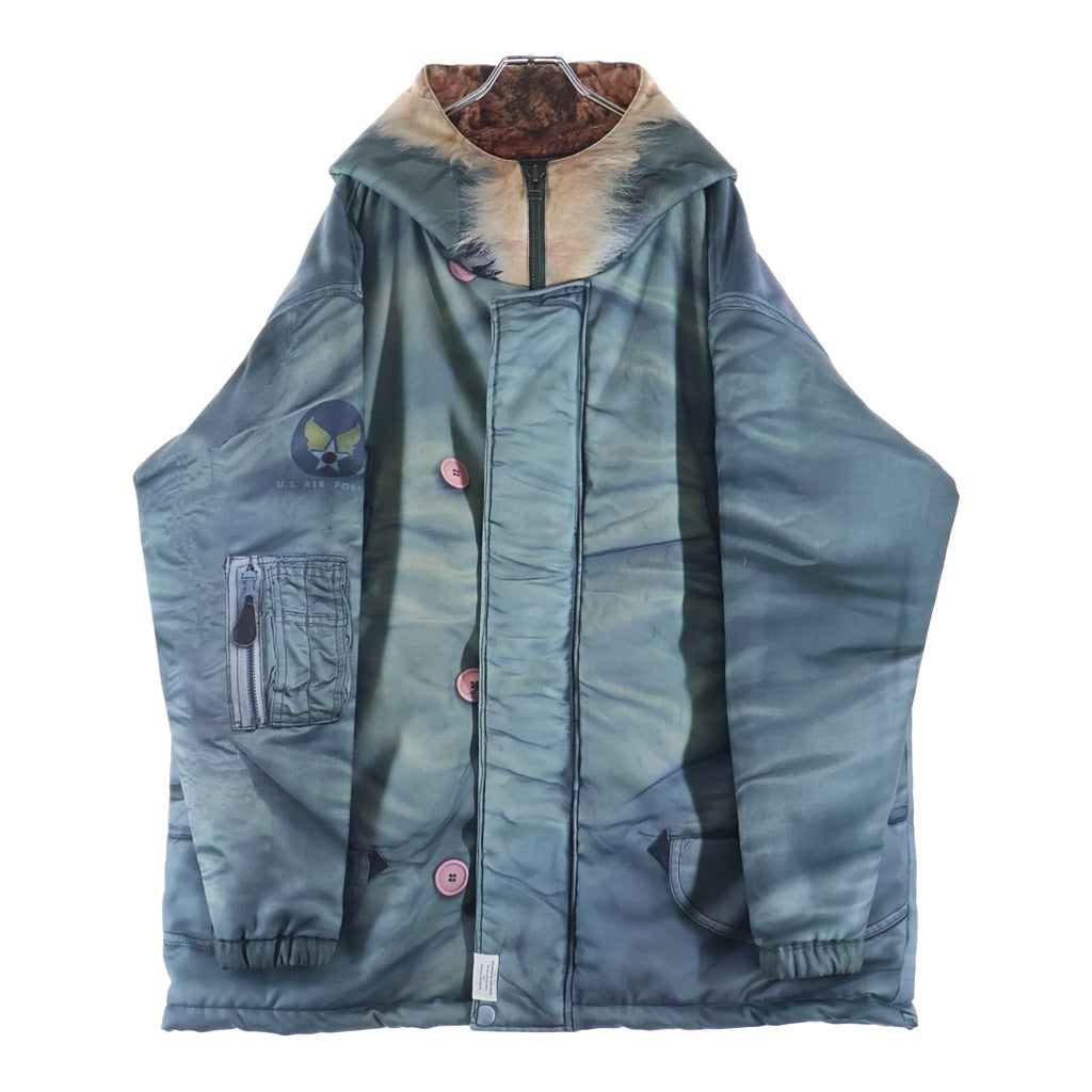 TALKING ABOUT THE ABSTRACTION トーキング アバウト ザ アブストラクション 25AW N3B PRINT PADDET JKT プリント パデッド フーデッドジップアップジャケット インディゴ 2526AW-J-006 TALKING ABOUT THE ABSTRACTION(トーキング アバウト ザ