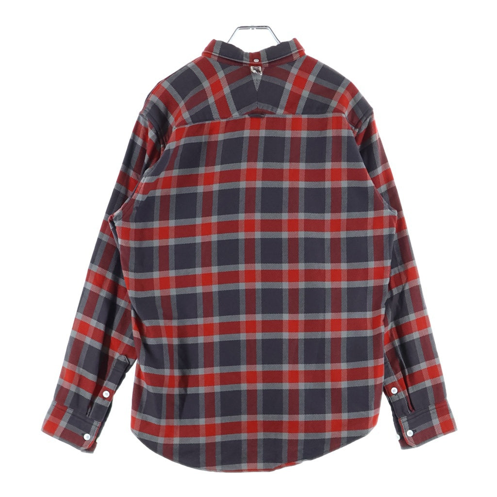 VISVIM(ヴィスヴィム) JUNEAU WELD CHECK L/S 胸ジッパーデザイン 長袖チェックボタンダウンシャツ レッド/グレー VS0001922