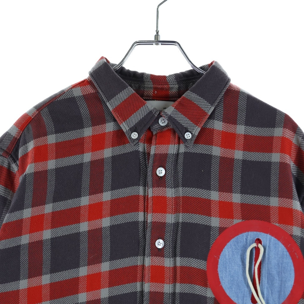 VISVIM(ヴィスヴィム) JUNEAU WELD CHECK L/S 胸ジッパーデザイン 長袖チェックボタンダウンシャツ レッド/グレー VS0001922