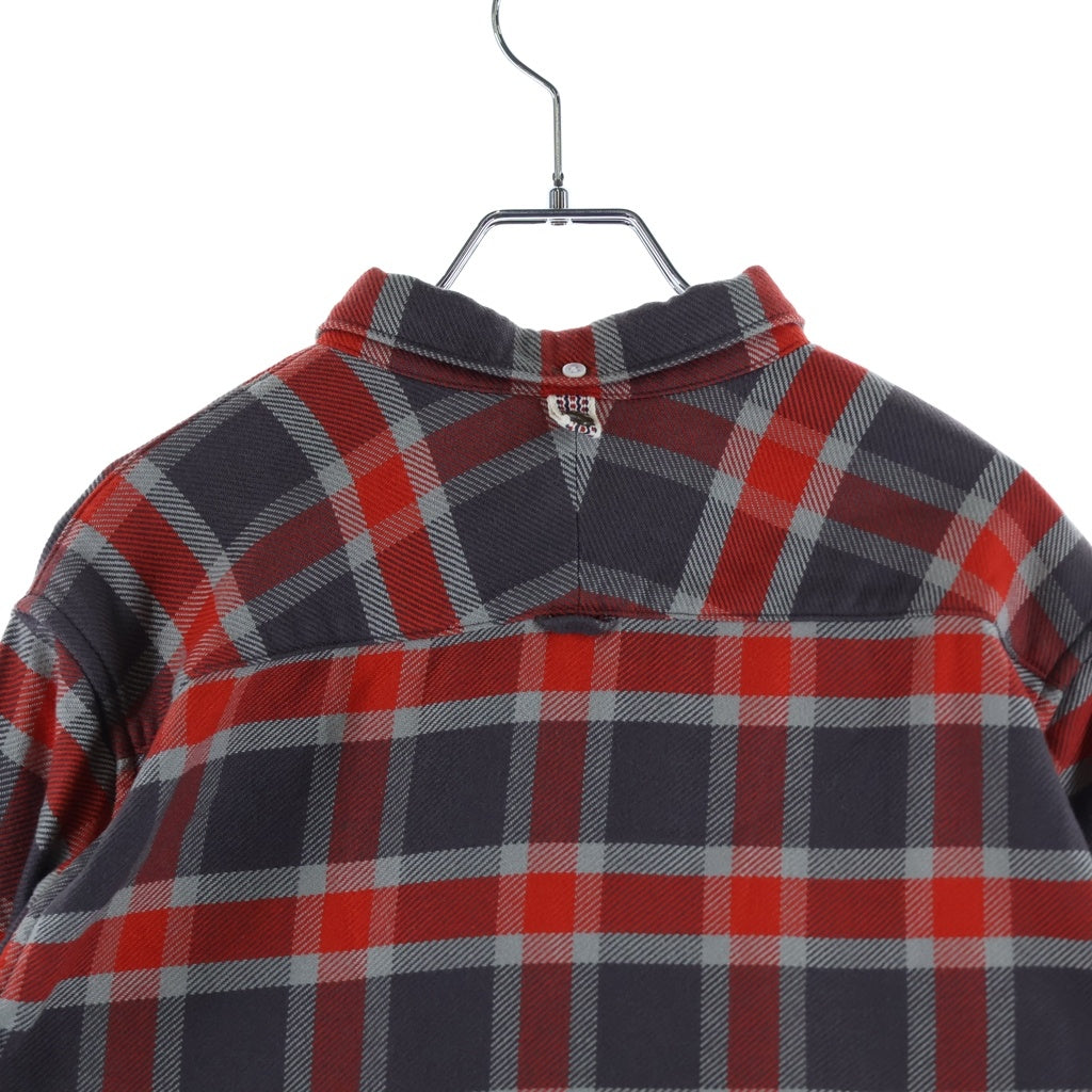 VISVIM(ヴィスヴィム) JUNEAU WELD CHECK L/S 胸ジッパーデザイン 長袖チェックボタンダウンシャツ レッド/グレー VS0001922