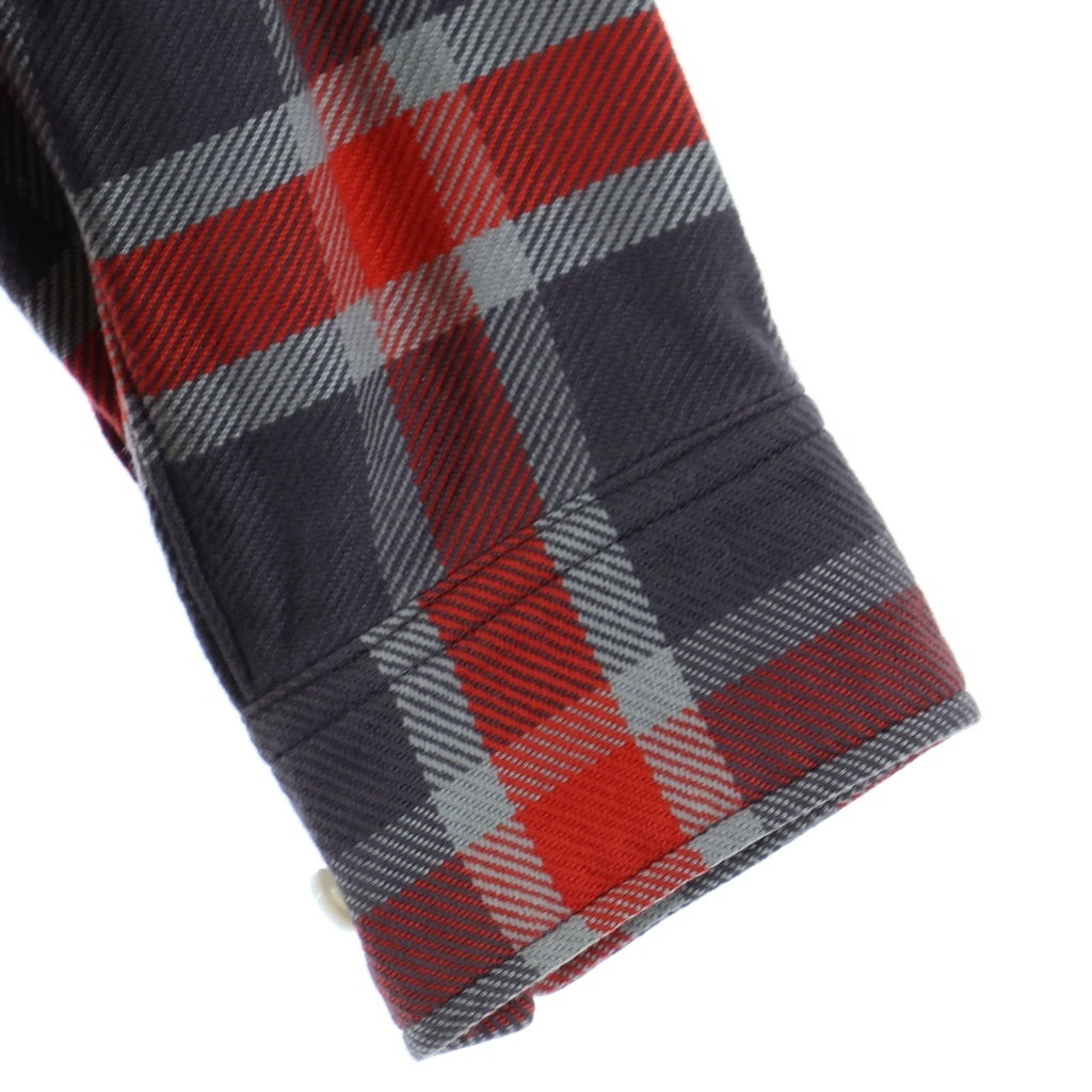 VISVIM(ヴィスヴィム) JUNEAU WELD CHECK L/S 胸ジッパーデザイン 長袖チェックボタンダウンシャツ レッド/グレー VS0001922