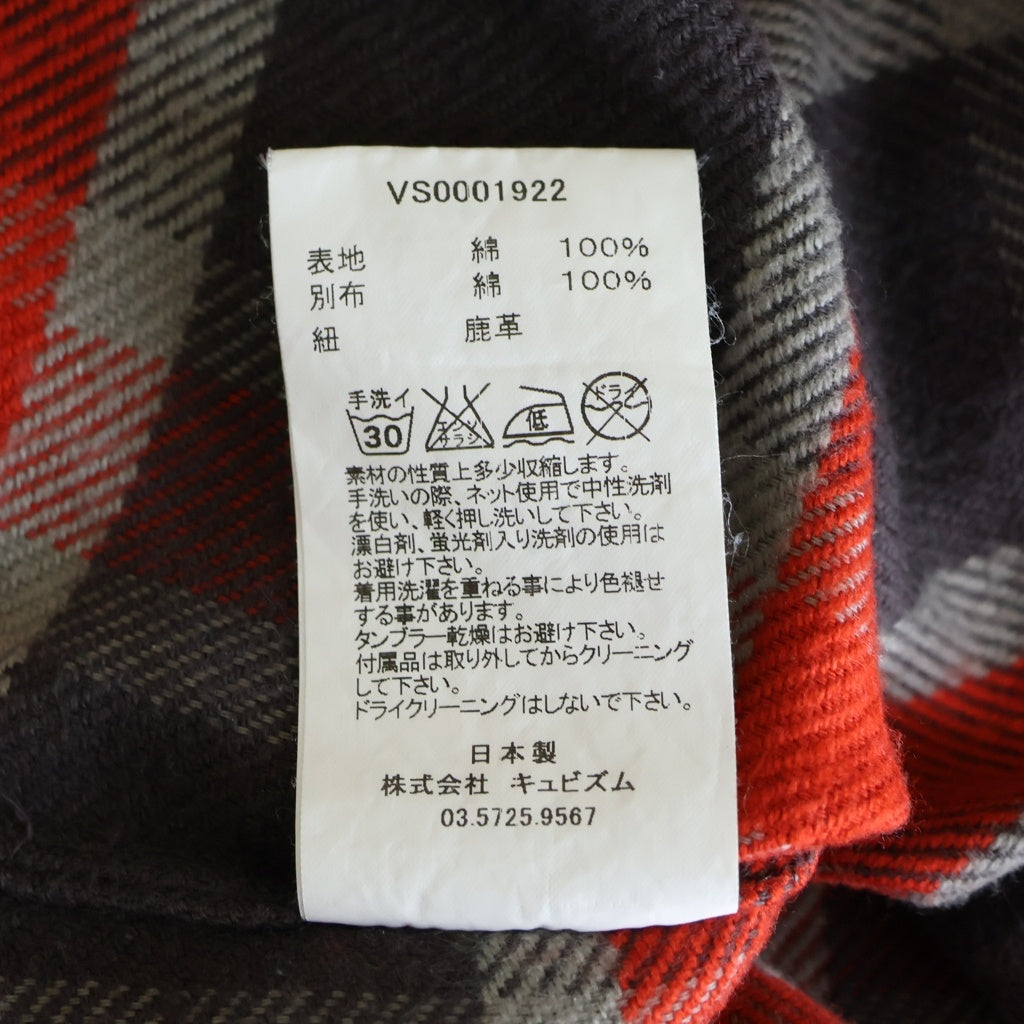 VISVIM(ヴィスヴィム) JUNEAU WELD CHECK L/S 胸ジッパーデザイン 長袖チェックボタンダウンシャツ レッド/グレー VS0001922