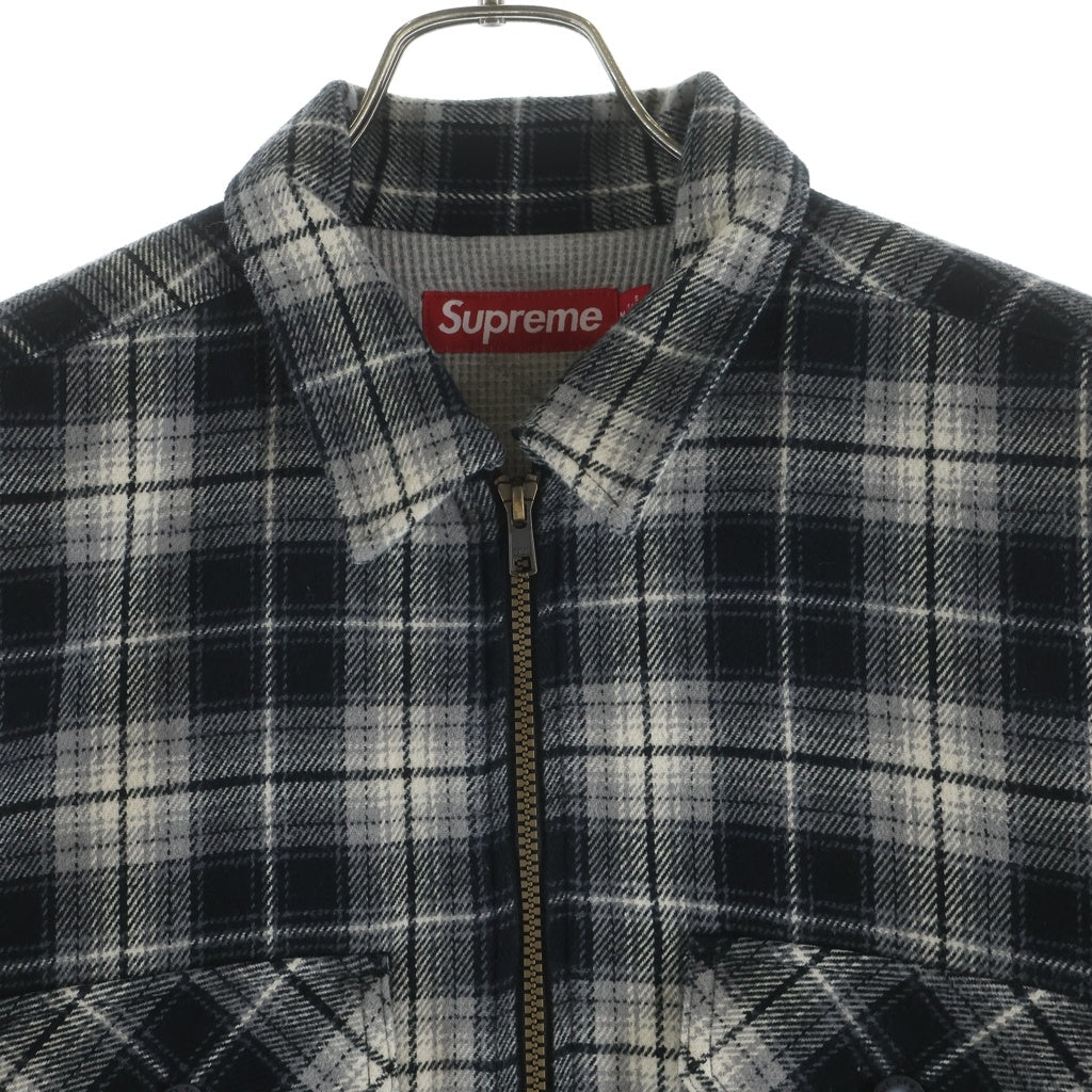 SUPREME(シュプリーム) 25AW Thermal Lined Zip Up Flannel Shirt サーマル フランネル ジップアップ フランネル チェックシャツジャケット ブラック/ホワイト