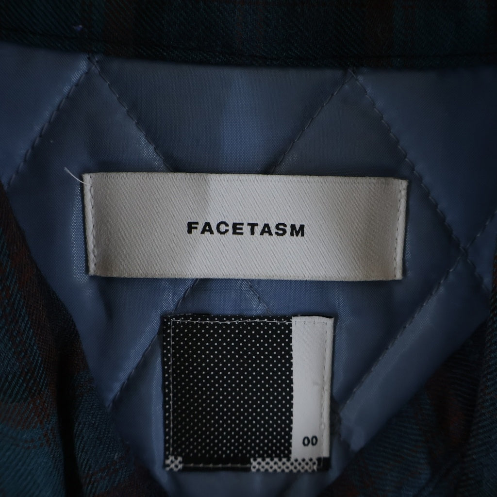 FACETASM(ファセッタズム) 21AW SUPER BIG CHECK SHIRT スーパービッグ チェックシャツ パデッドジャケット ブルー CSW-SH-U01