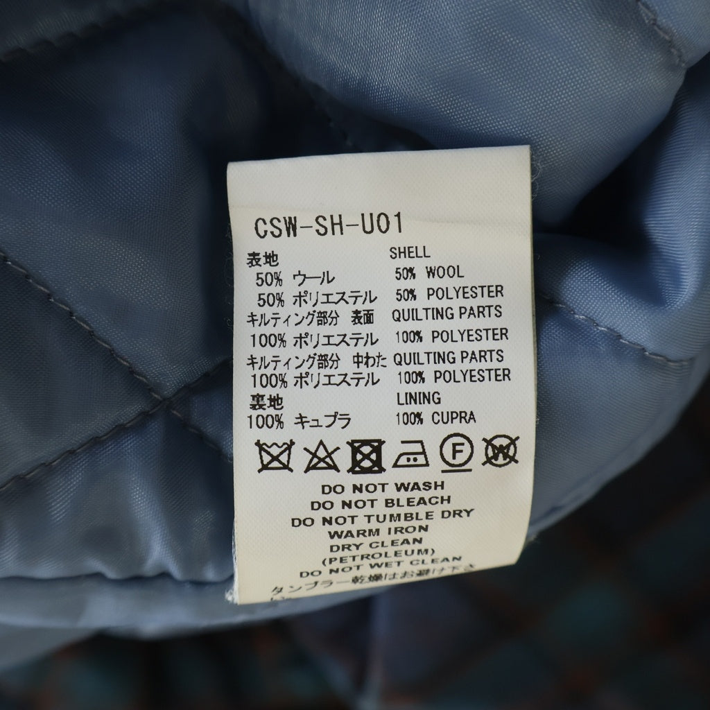FACETASM(ファセッタズム) 21AW SUPER BIG CHECK SHIRT スーパービッグ チェックシャツ パデッドジャケット ブルー CSW-SH-U01