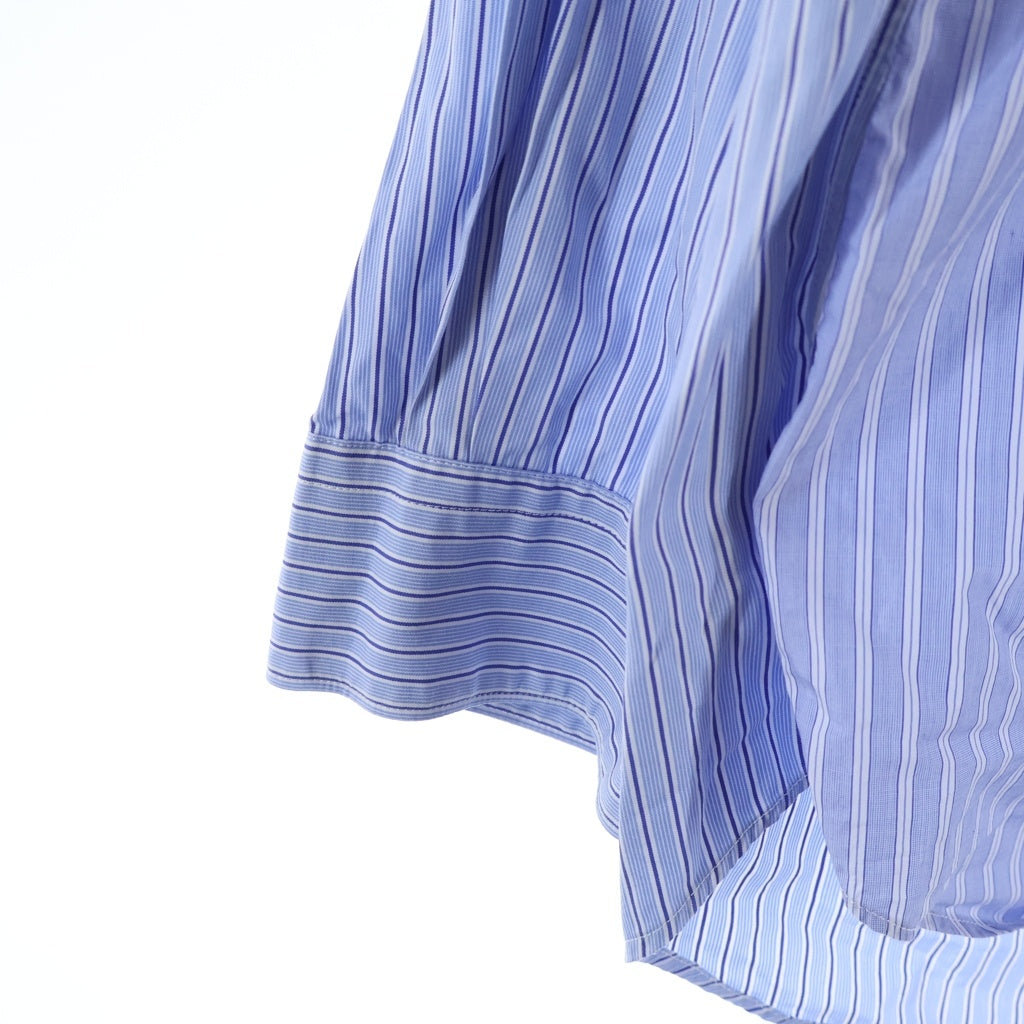 COMME des GARCONS SHIRT(コムデギャルソンシャツ) 19AW FOREVER フランス製 ストライプ切替デザイン コットン長袖シャツ ブルー CDGS2OFX