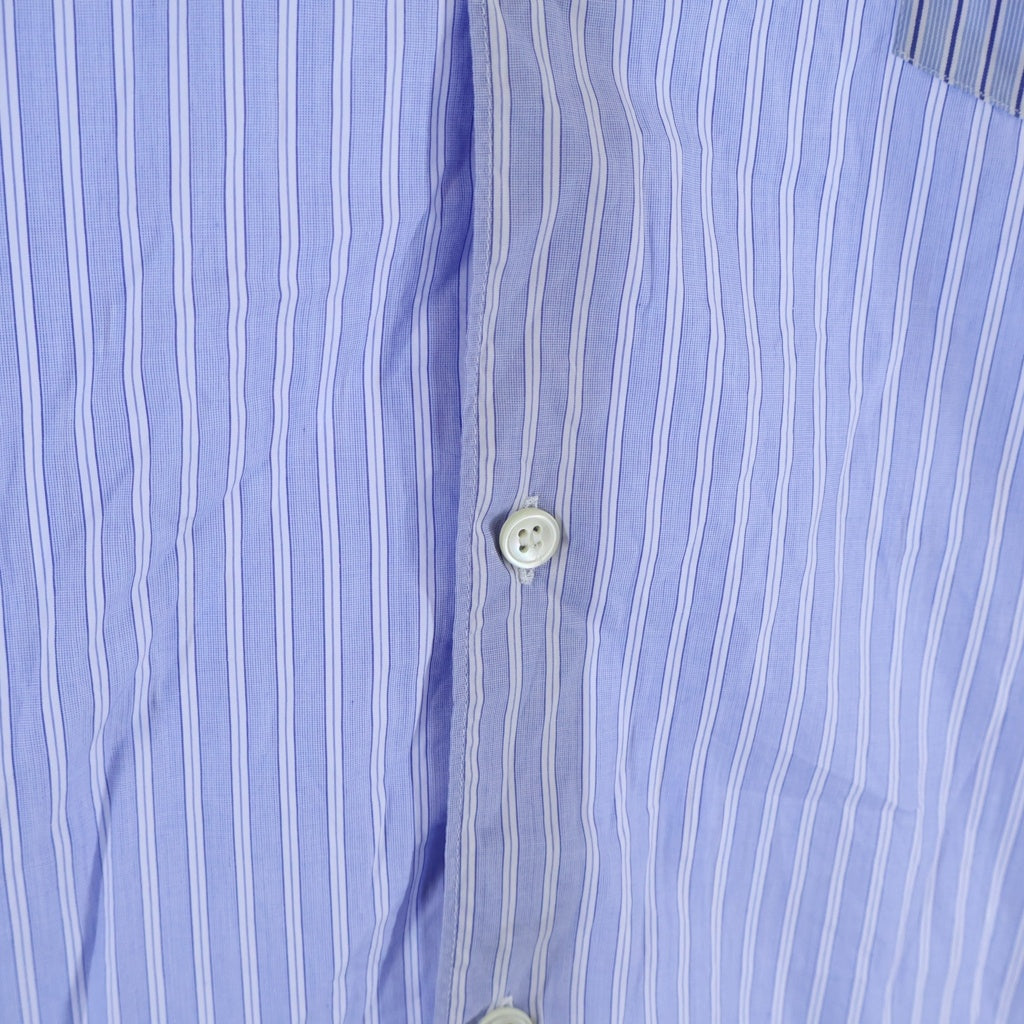COMME des GARCONS SHIRT(コムデギャルソンシャツ) 19AW FOREVER フランス製 ストライプ切替デザイン コットン長袖シャツ ブルー CDGS2OFX