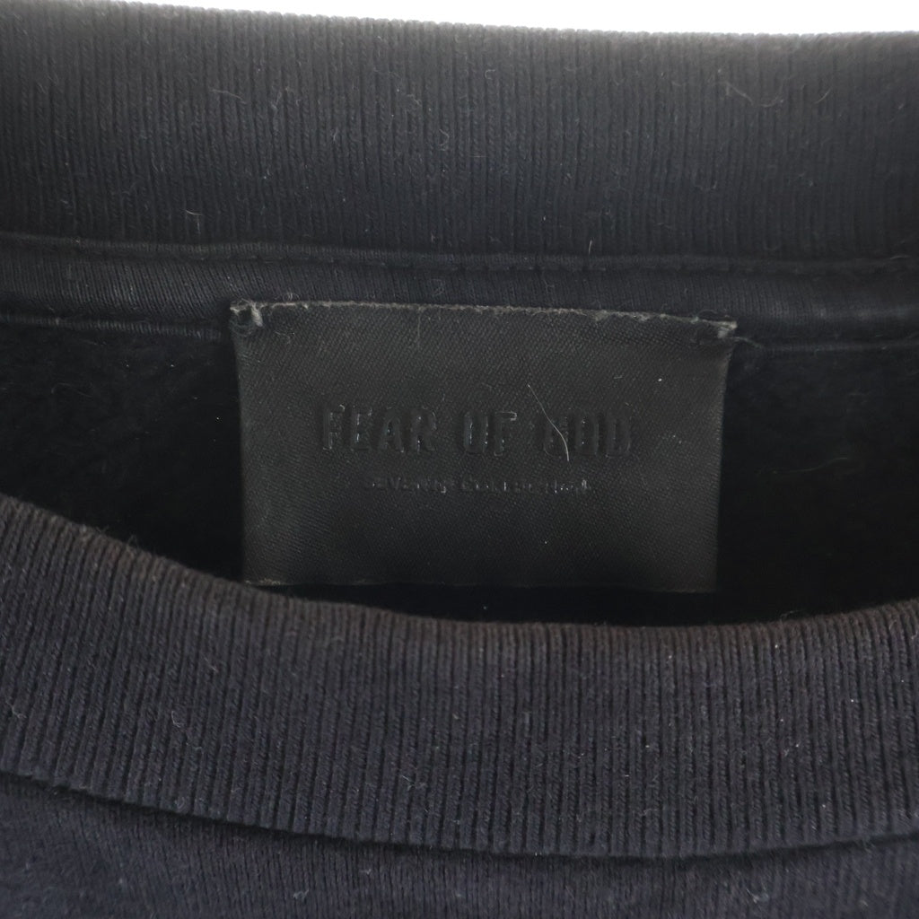 FEAR OF GOD(フィアオブゴッド) 21SS 7TH COLLECTION GRAYS 3/4 SWEATSHIRT グレイス フロントロゴ クルーネック半袖スウェットシャツ ブラック FG50-034FCL