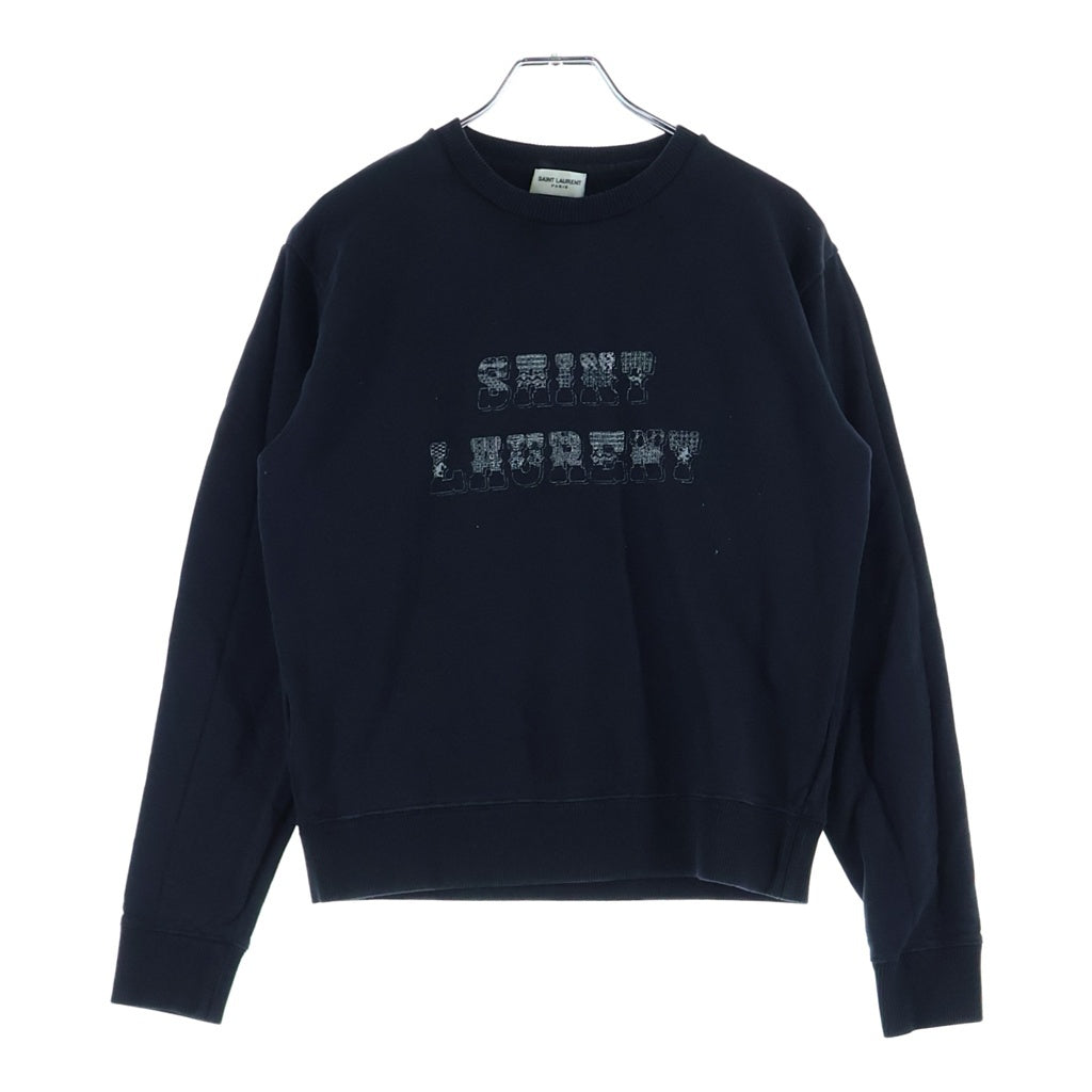 SAINT LAURENT PARIS(サンローランパリ) フロントロゴプリント クルーネック スウェット トレーナー ブラック レディース 538364 YB2YK