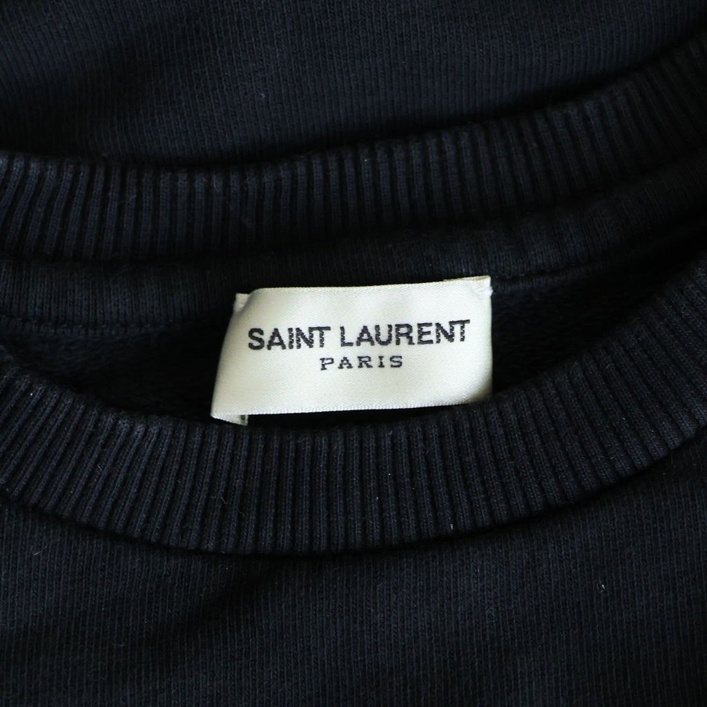 SAINT LAURENT PARIS(サンローランパリ) フロントロゴプリント クルーネック スウェット トレーナー ブラック レディース 538364 YB2YK