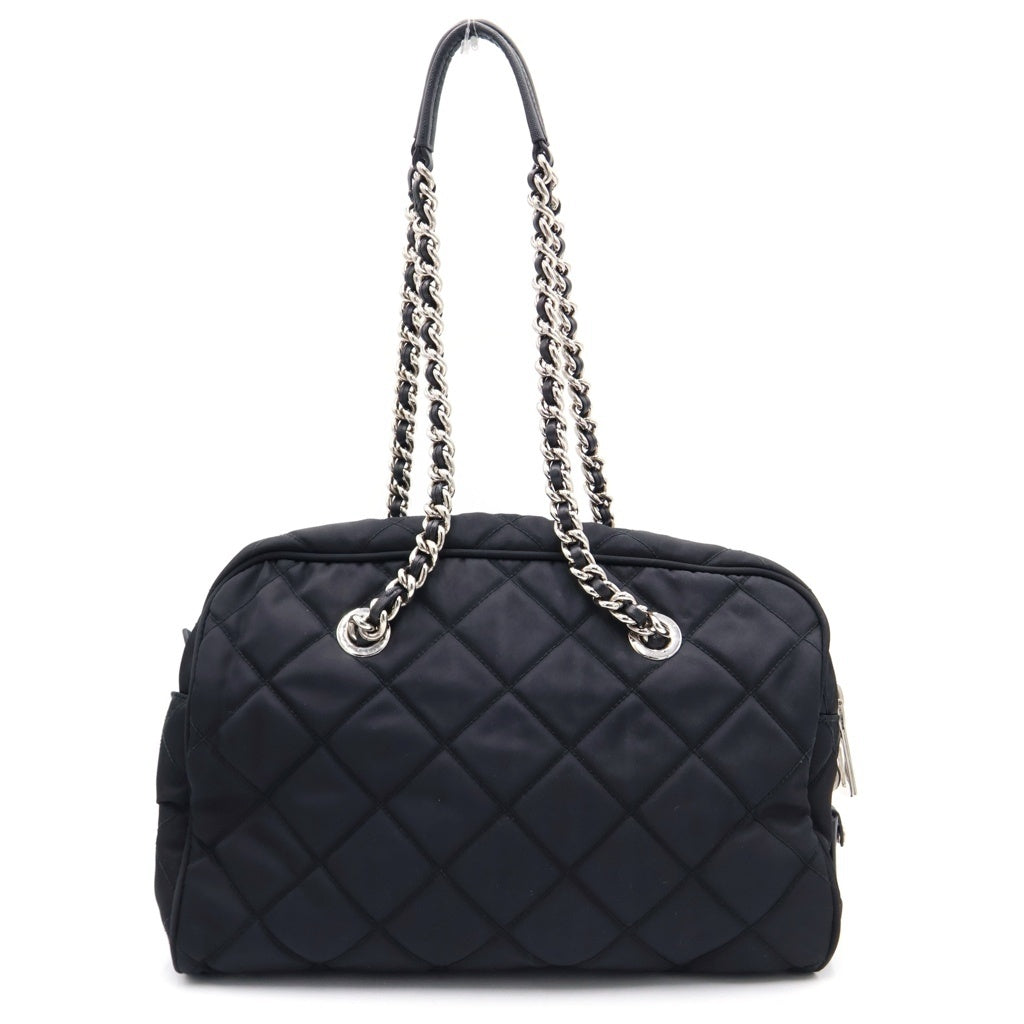 PRADA(プラダ) トライアングルロゴ テスートナイロン インプントゥ チェーンショルダーバッグ ブラック 1BB903 レディース