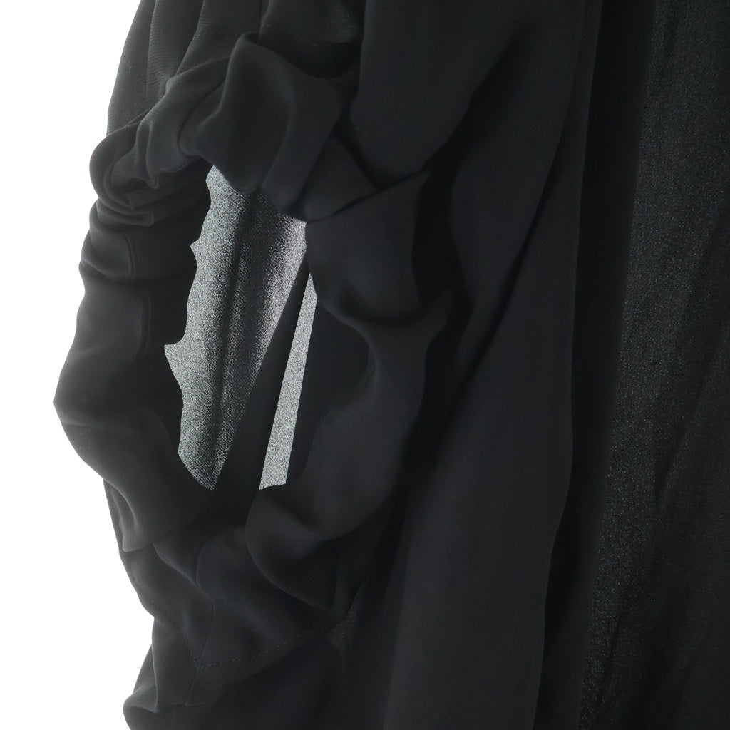 Y's(ワイズ) TA/PE GEORGETTE SHIRT DRESS テープ ジョーゼット 半袖ドレスシャツ レディース ブラック YK-D11-502